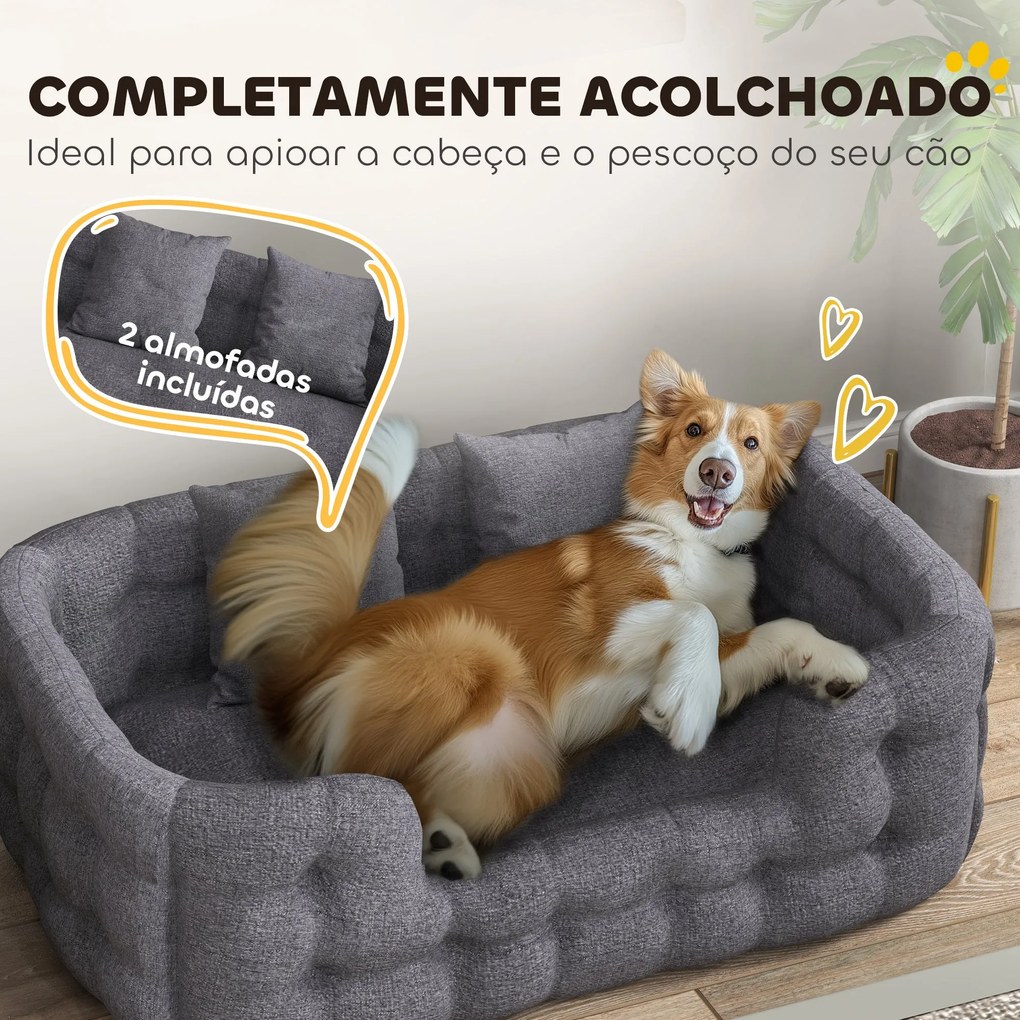 PawHut Cama para Cães Grandes Cama para Animais de Estimação com 2 Alm