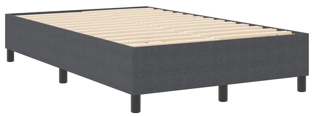 Cama Box Spring vidaXL Cinza Escuro Pequeno Duplo Tecido Corduroy