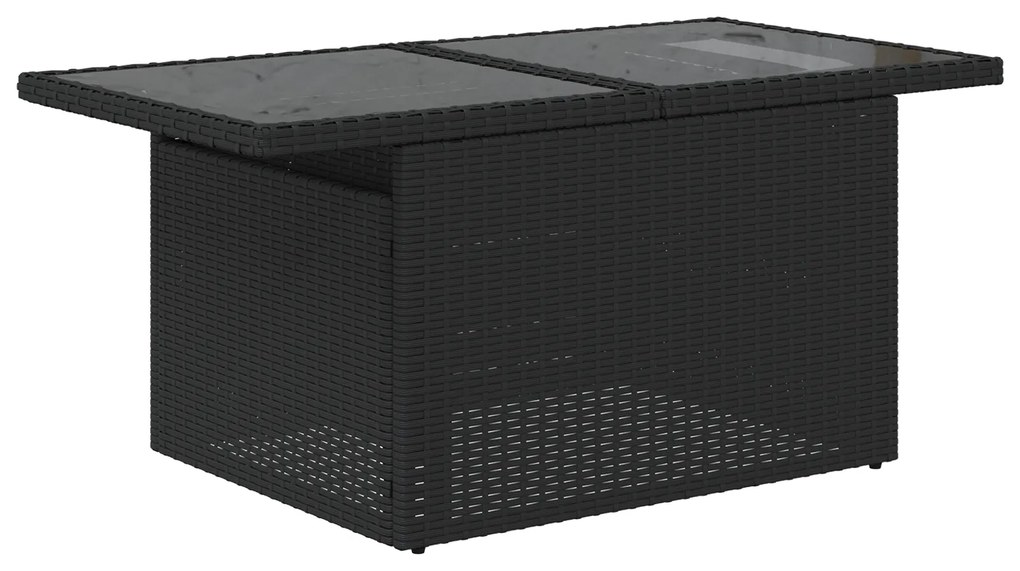 Conjunto de Sofá de Jardim com 9 Peças e Almofadas Rattan Preto