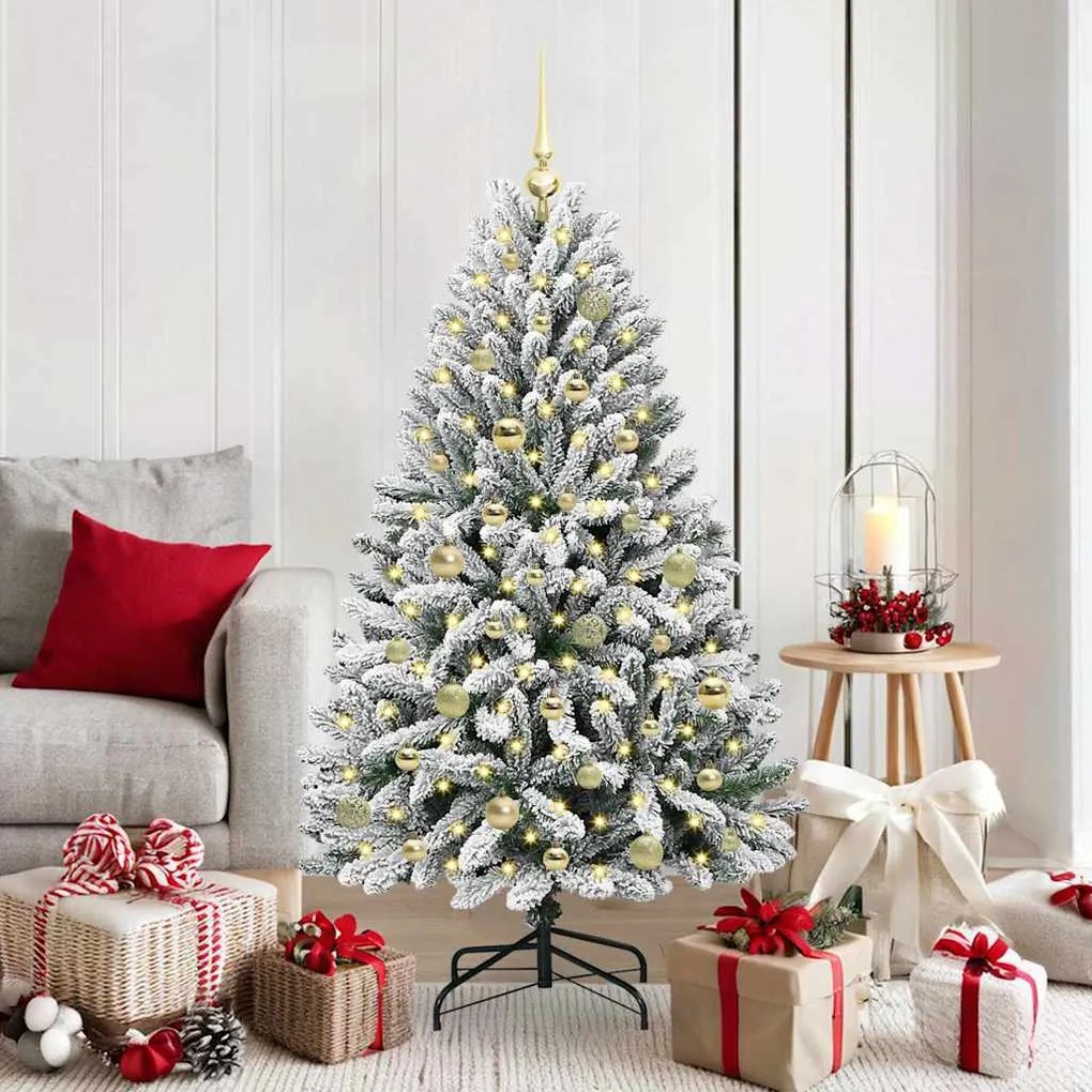 vidaXL Árvore de Natal Artificial Verde e Branco 150 cm PVC e Metal