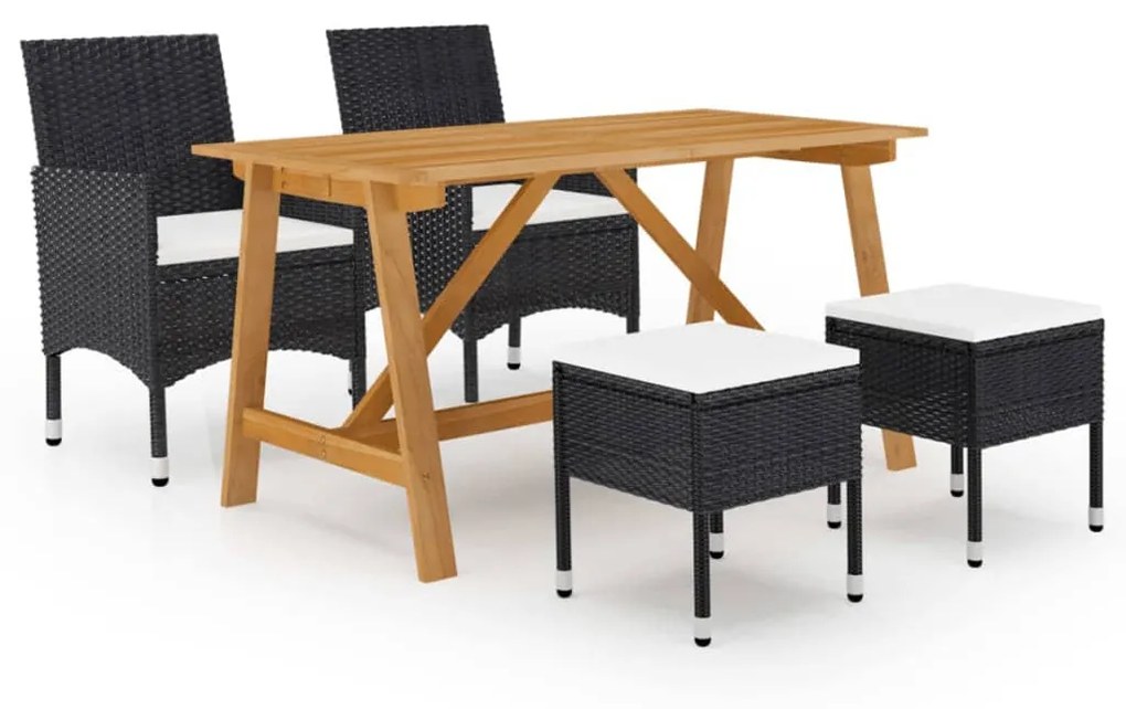 vidaXL 5 pcs conjunto de jantar para jardim preto