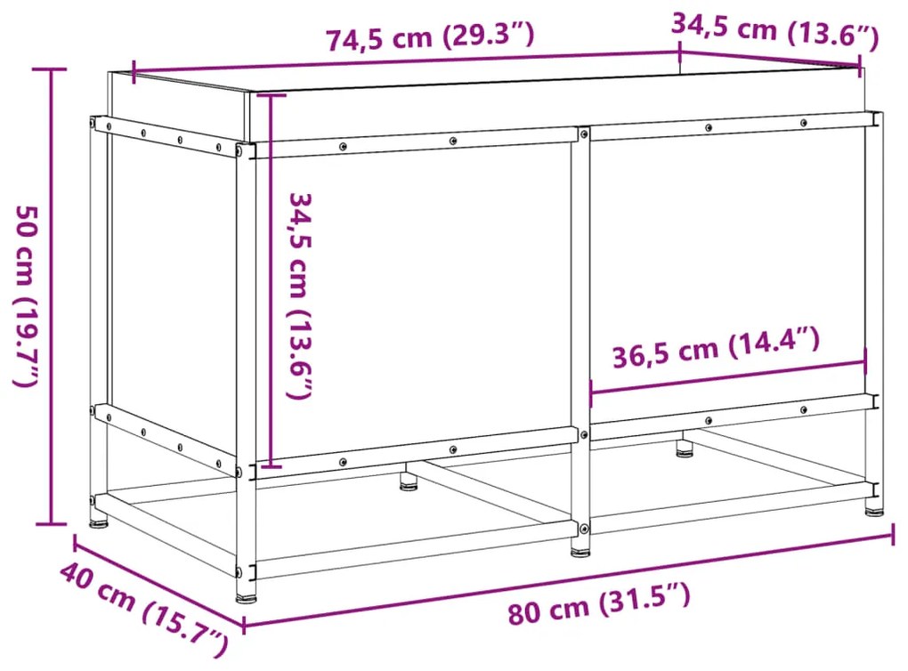Vaso/floreira de jardim 80x40x50 cm pinho maciço castanho-mel