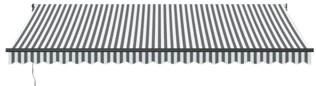 Toldo retrátil 5x3 m tecido e alumínio antracite e branco
