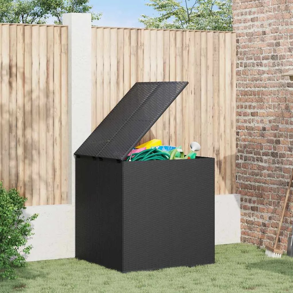 vidaXL Caixa para almofadões de jardim 100x97,5x104 cm vime PE preto
