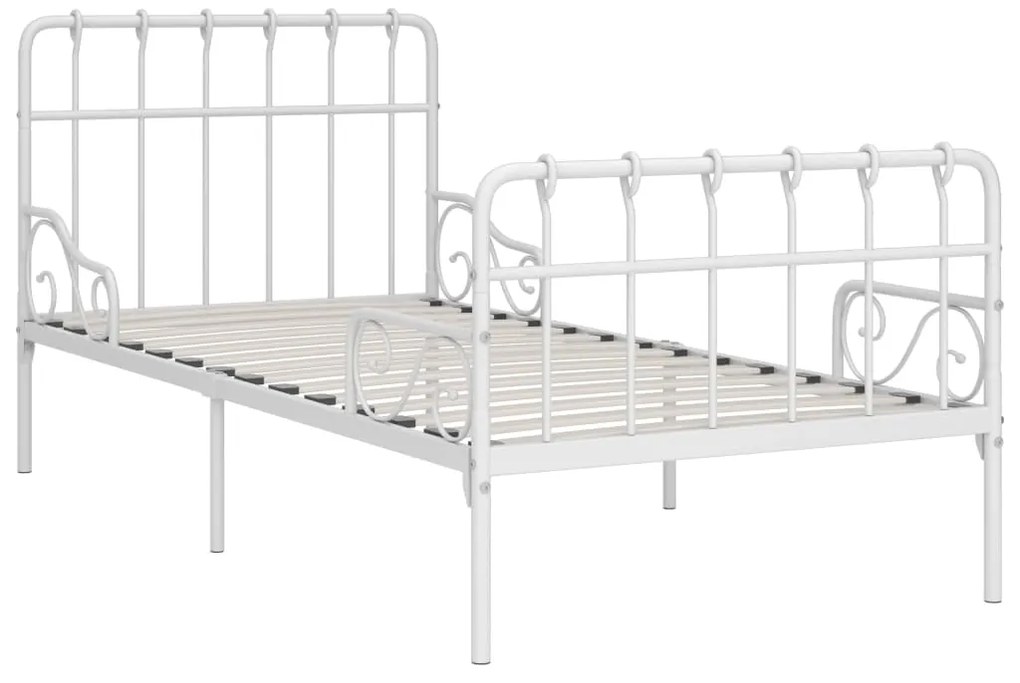 Estrutura de cama com estrado de ripas 90x200 cm metal branco