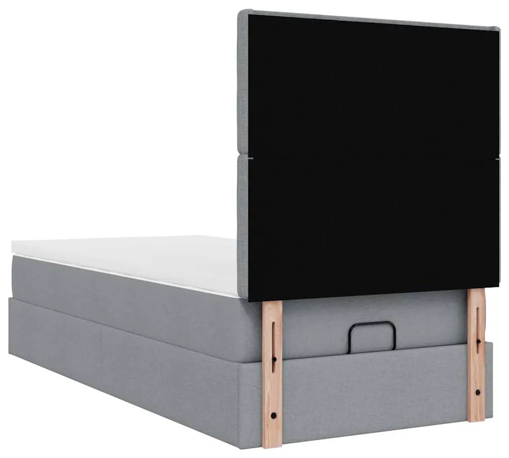 Estrutura cama otomana colchão 90x190 cm tecido cinzento claro