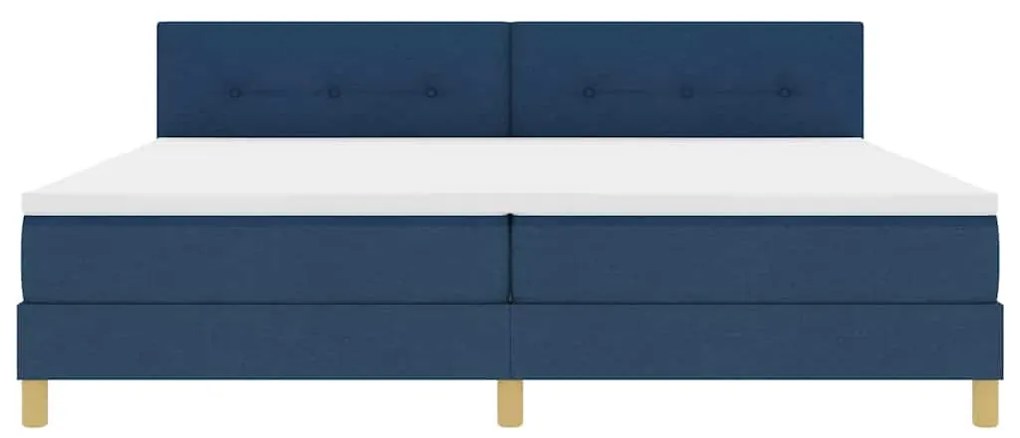 Cama Box Spring com Colchão &amp; LED Azul 200x200 cm Tecido