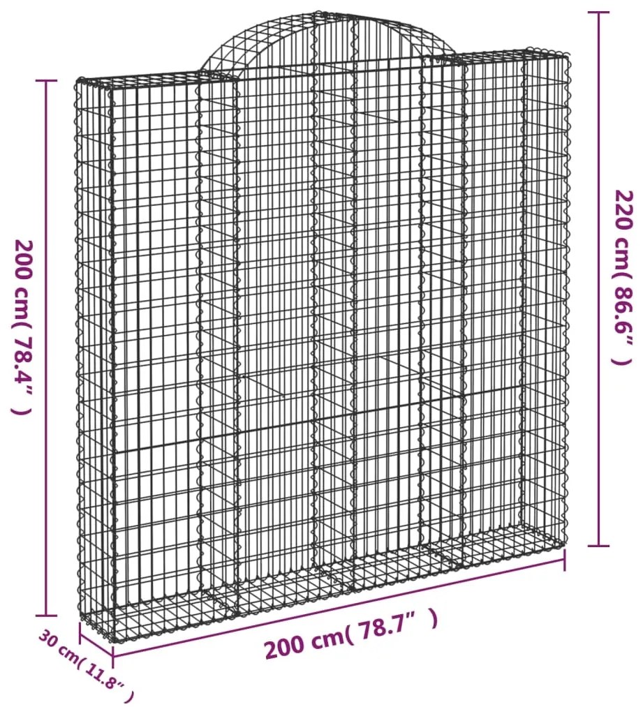 Cestos gabião arqueados 12 pcs 200x30x200/220 ferro galvanizado