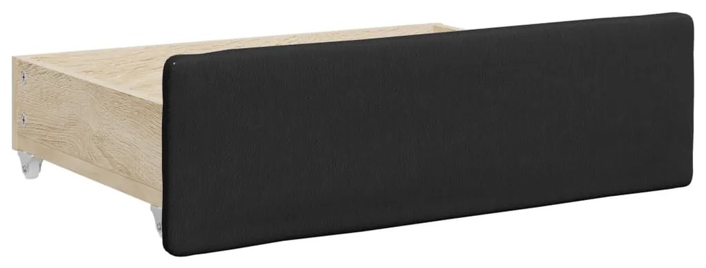 Sofá-cama c/ gavetão e gavetas 90x200 cm couro artificial preto