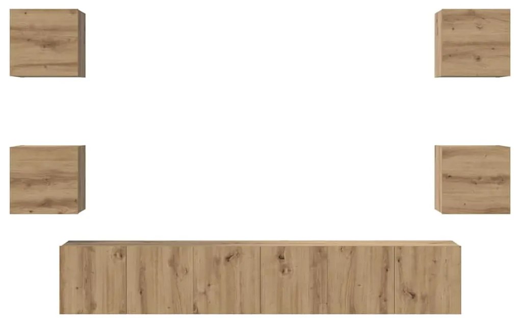 Conjunto de móvel de TV 7 pcs carvalho artisiano