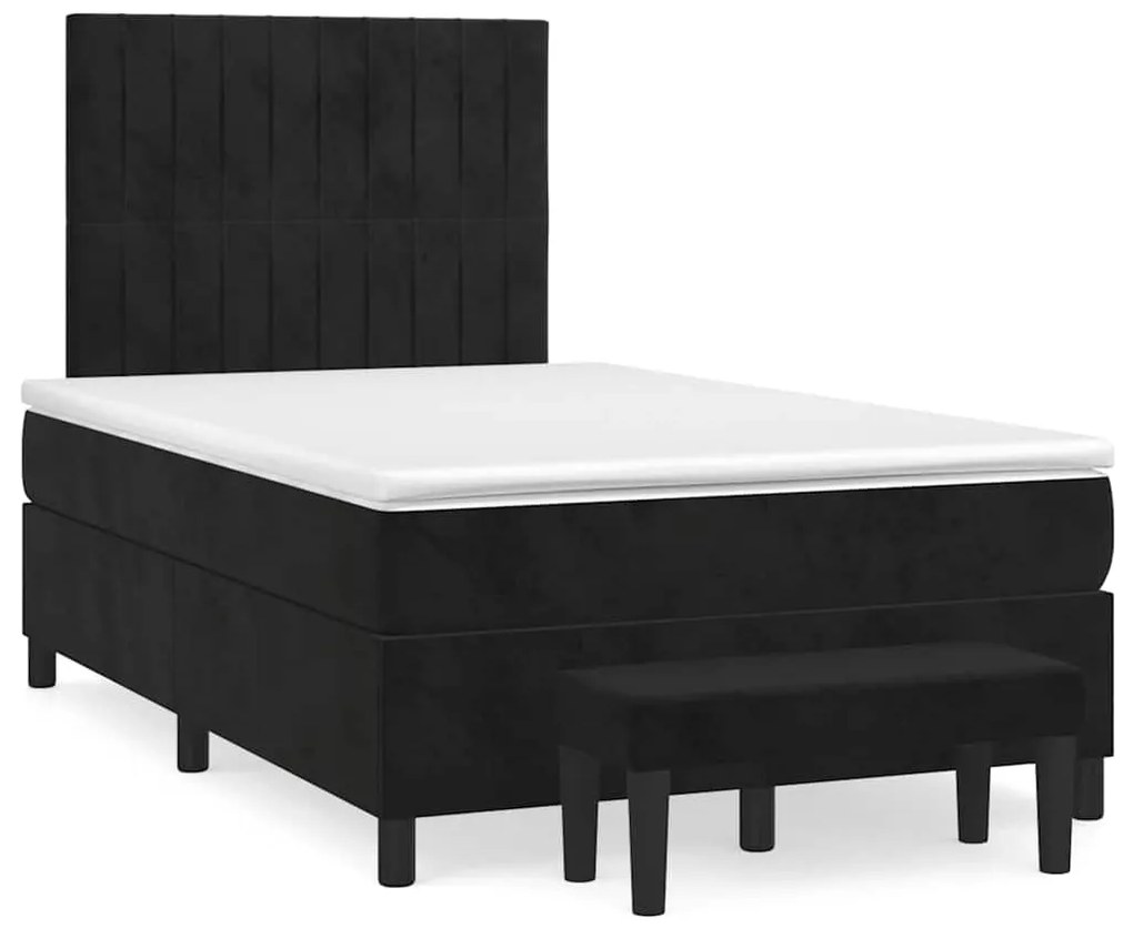 Cama boxspring com colchão 120x190 cm veludo preto