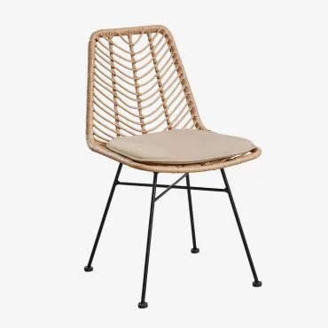 Pacote De 2 Cadeiras De Jantar Em Rattan Sintético Natural Gouda Natural & Negro & Castanho Areia - Sklum