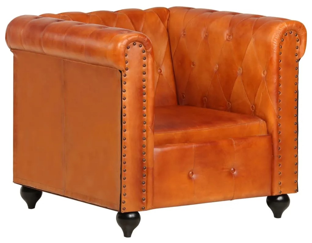 Poltrona chesterfield couro genuíno bronze