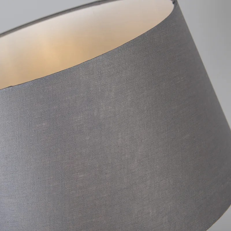 Candeeiro de mesa preto com cúpula cinzenta 35 cm ajustável - Parte Moderno
