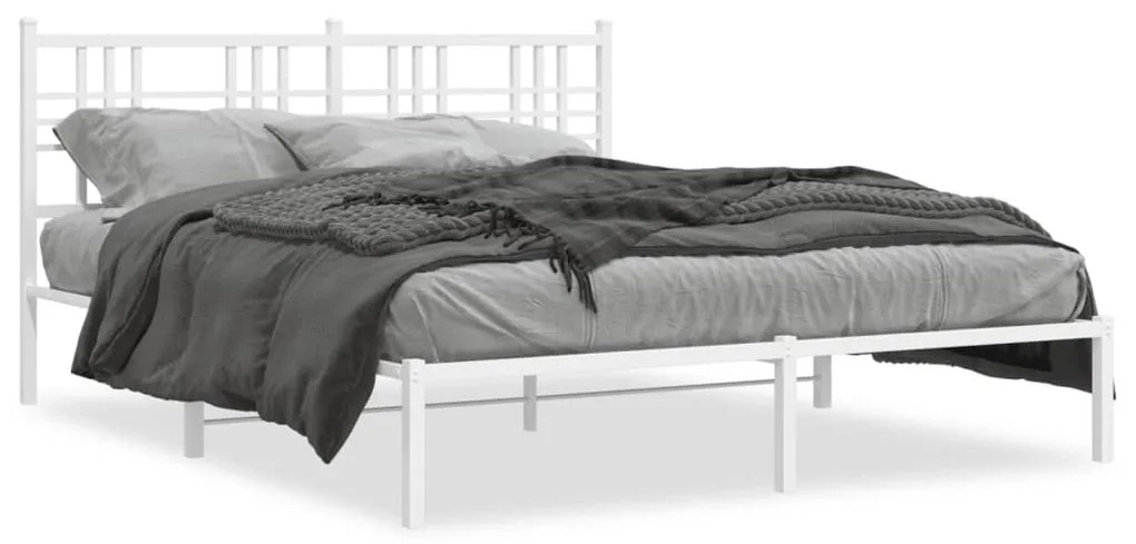 Estrutura de cama com cabeceira 160x200 cm metal branco