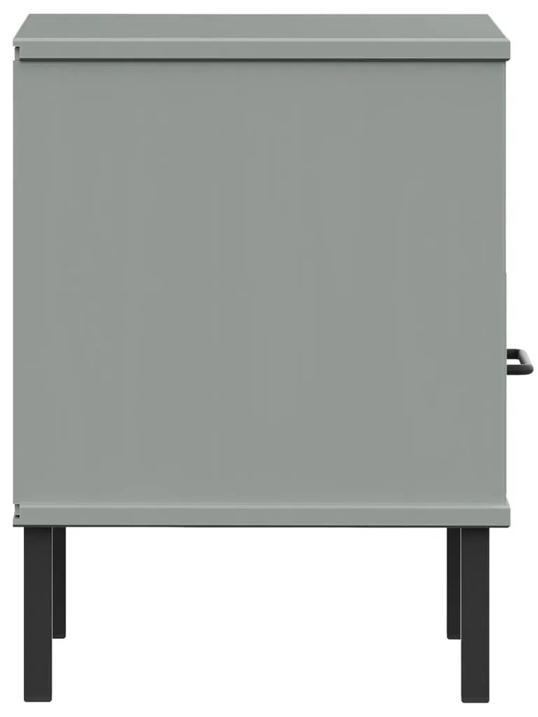 Mesa cabeceira c/ pernas de metal OSLO pinho maciço cinzento