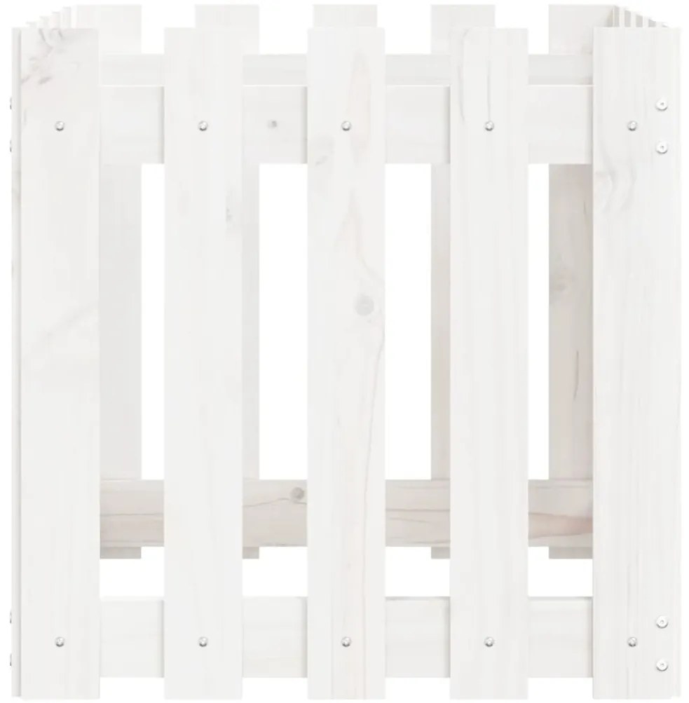 Vaso de jardim c/ design cerca 50x50x50 cm pinho maciço branco