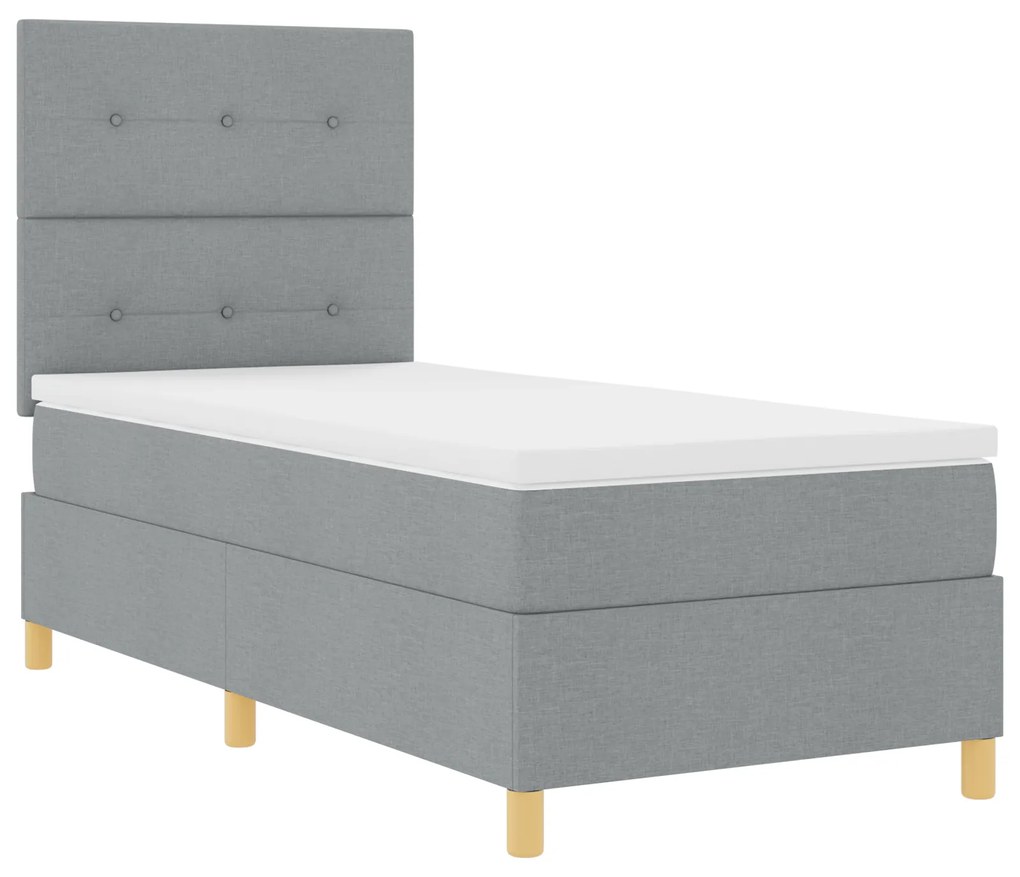 Cama Box Spring com Colchão Cinza Claro 100x200 cm Tecido