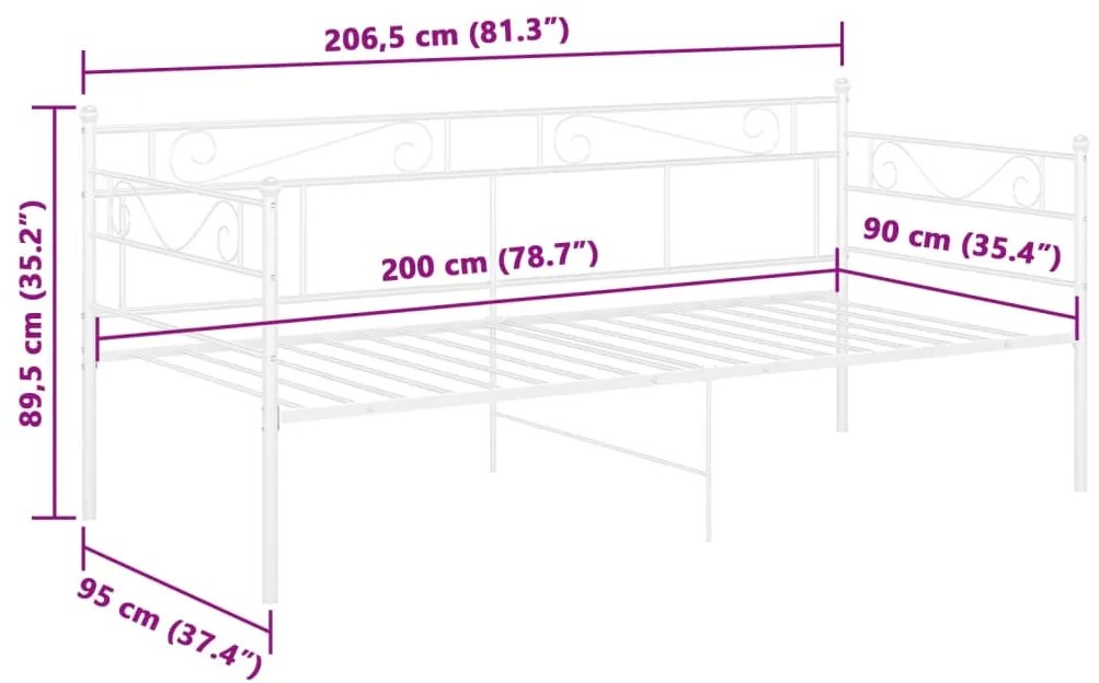 Sofá-cama 90x200 cm metal branco