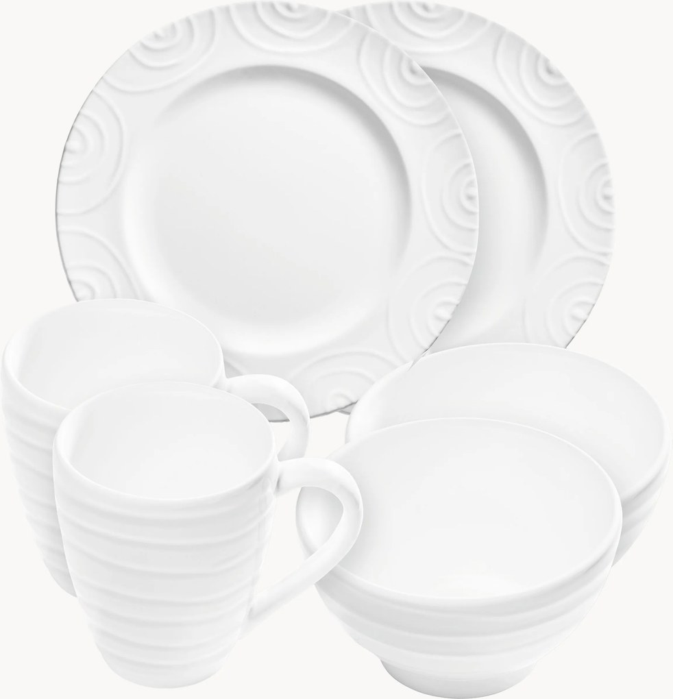 Conjunto de pequeno-almoço artesanal Weißgeflammt, 2 pessoas, conjunto de 6