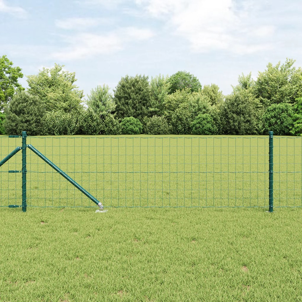 Cerca Euro com 13 Postes de Espinho 0.6x50 m Aço Galvanizado Verde