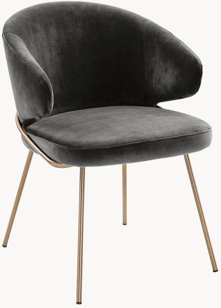 Cadeira de jantar em veludo com braços Kinley