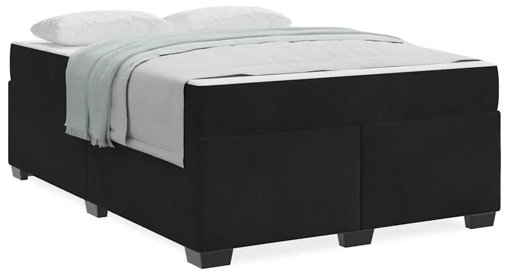 Estrutura de cama com colchão Outros Preto 160 x 200 cm Veludo