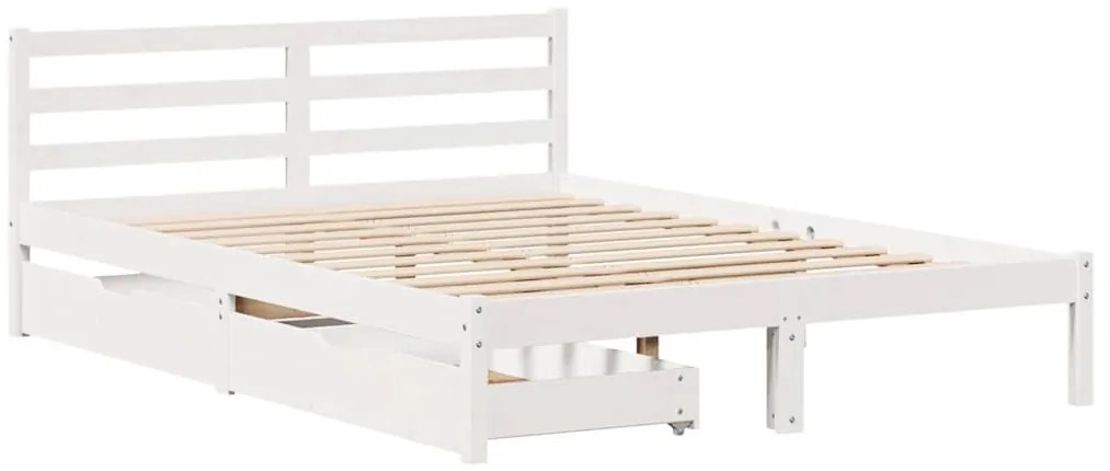 Cama sem colchão 140x200 cm madeira de pinho maciça branco
