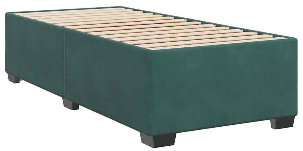 Cama com molas/colchão 80x200 cm veludo verde-escuro