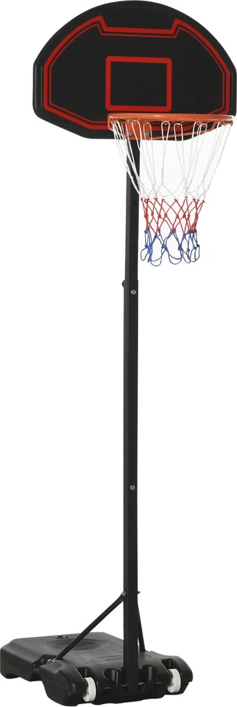 HOMCOM Aro de basquete, altura ajustável, base preenchível, alta estabilidade, preto, 131 x 49 x 195-250 cm | Aosom Portugal