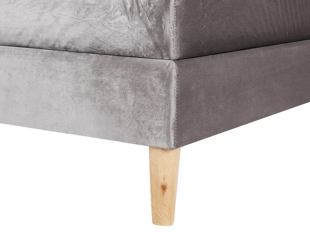 Cama de casal continental em veludo cinzento 180 x 200 cm MARQUISE Beliani