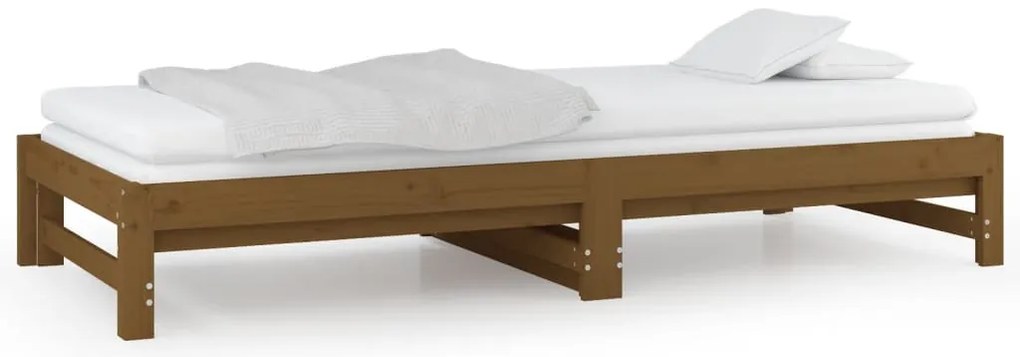 Estrutura sofá-cama de puxar 2x(90x200) cm pinho castanho-mel