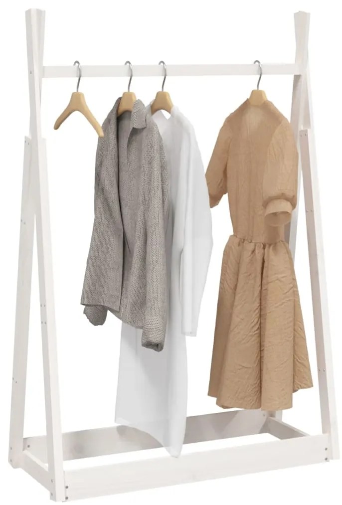 Suporte para roupas 100x45x150 cm madeira pinho maciça branco
