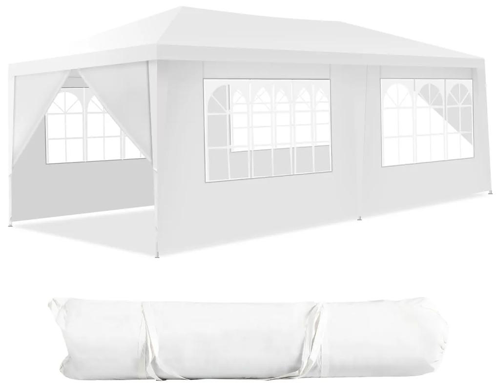 Tenda com 4 cortinas laterais amovíveis e 2 portas com fecho de correr com saco de transporte 6 x 3 x 2,5 m Branco