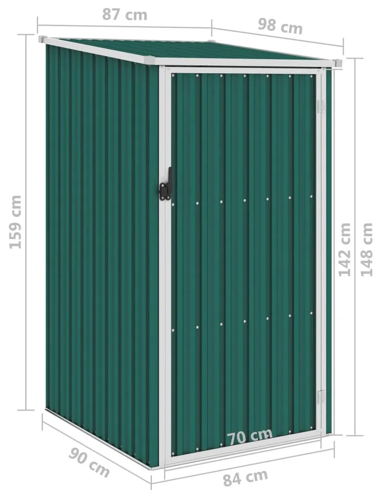 Abrigo de jardim 87x98x159 cm aço galvanizado verde