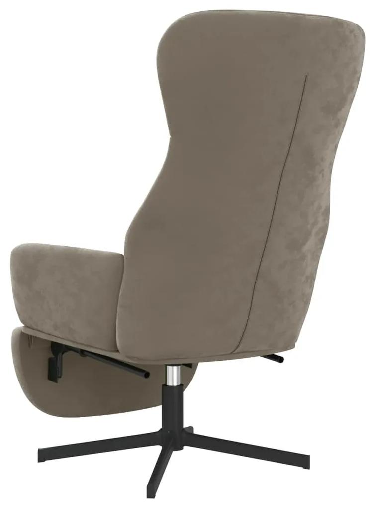 Cadeira de descanso com apoio de pés veludo cinza-claro
