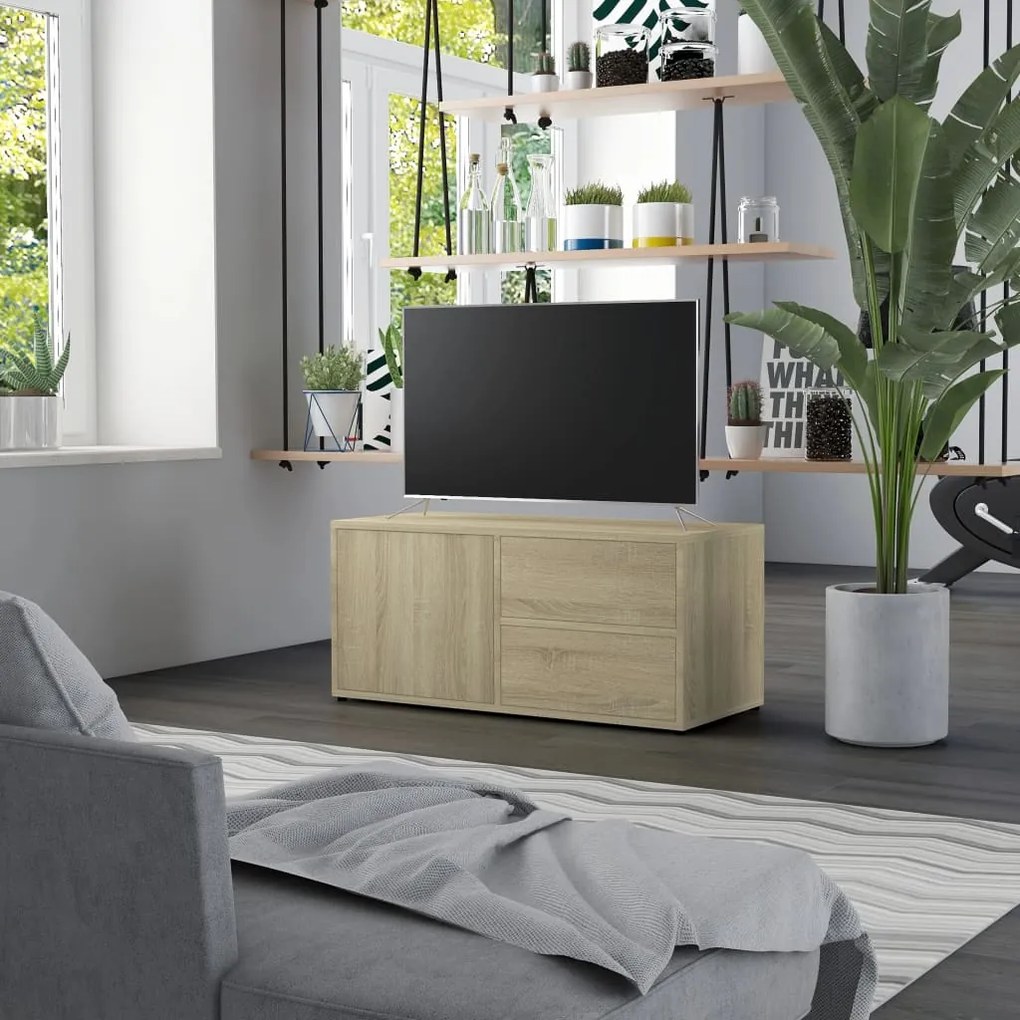 vidaXL Móvel de TV 80x34x36 cm derivados de madeira carvalho sonoma