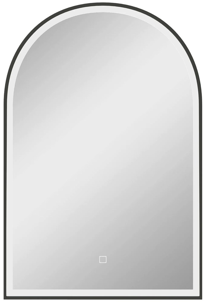 HOMCOM Espelho de Casa de Banho LED 90x60 cm Mural 3 Cores Arqueado Moldura em Alumínio desembaciamento e Interruptor Tátil | Aosom Portugal