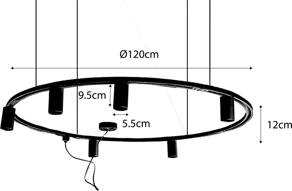 Sistema de iluminação de trilho pendente moderno com 6 focos pretos monofásicos GU10 50mm - Iconic Ruby Honey