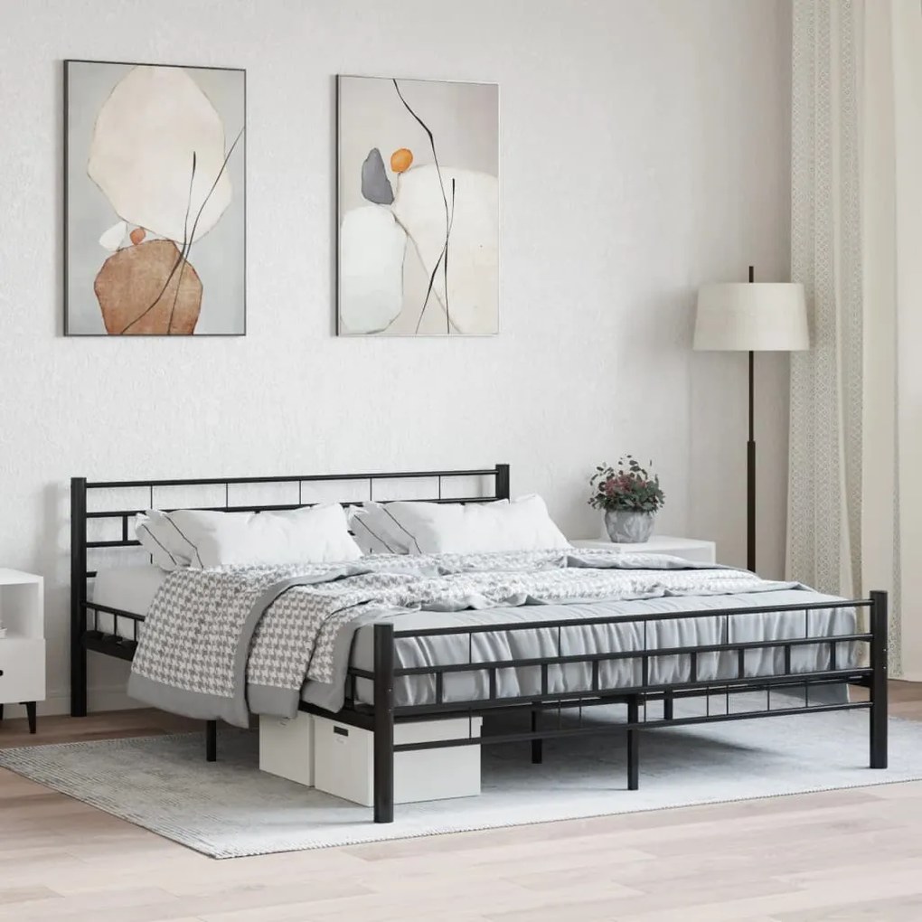 vidaXL Estrutura de cama aço 160x200 cm preto