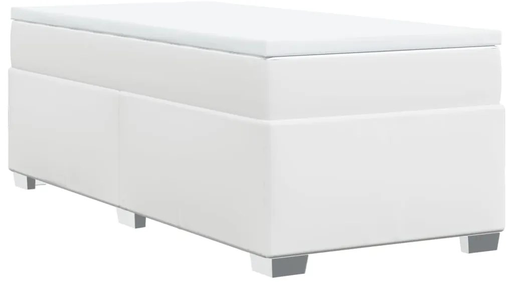 Cama com molas/colchão 90x190 cm couro artificial branco