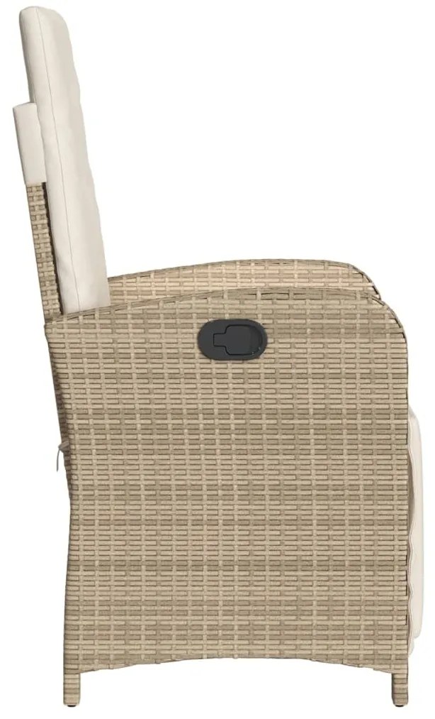 Cadeiras jardim reclináveis 2 pcs c/ apoio de pés vime PE bege