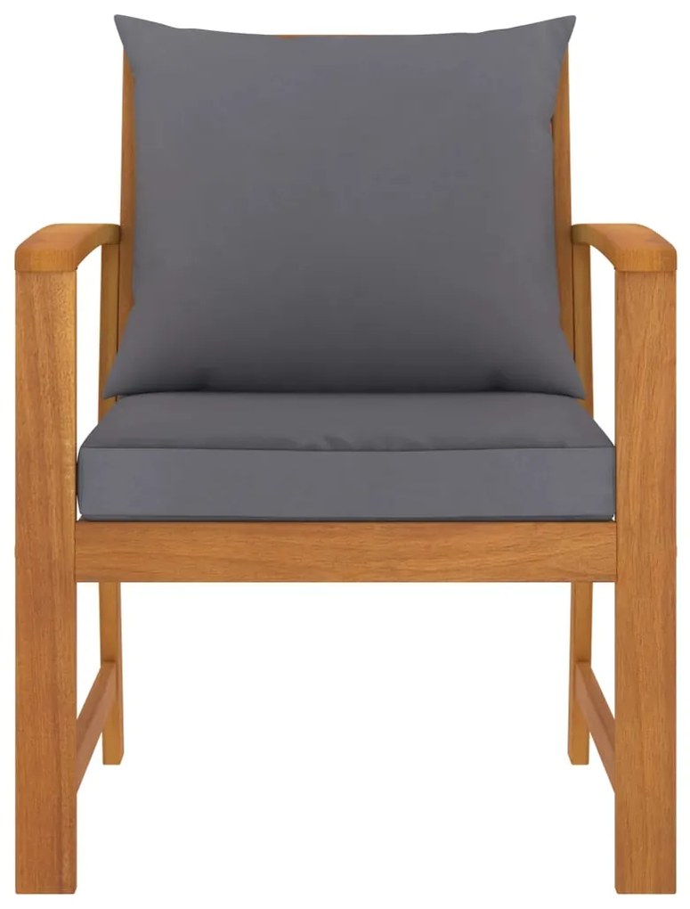 Cadeiras jardim 2 pcs c/ almofadões cinza-escuro acácia maciça
