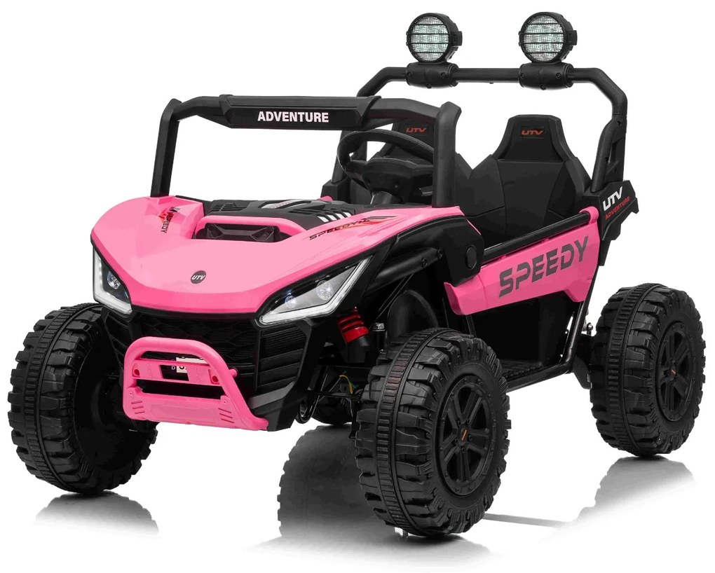 Jipe elétrico para crianças T-REX Ride 4x4, 2 Lugares, 24V, leitor MP3, bateria de lítio, Rodas EVA, controlo remoto, luzes LED Rosa
