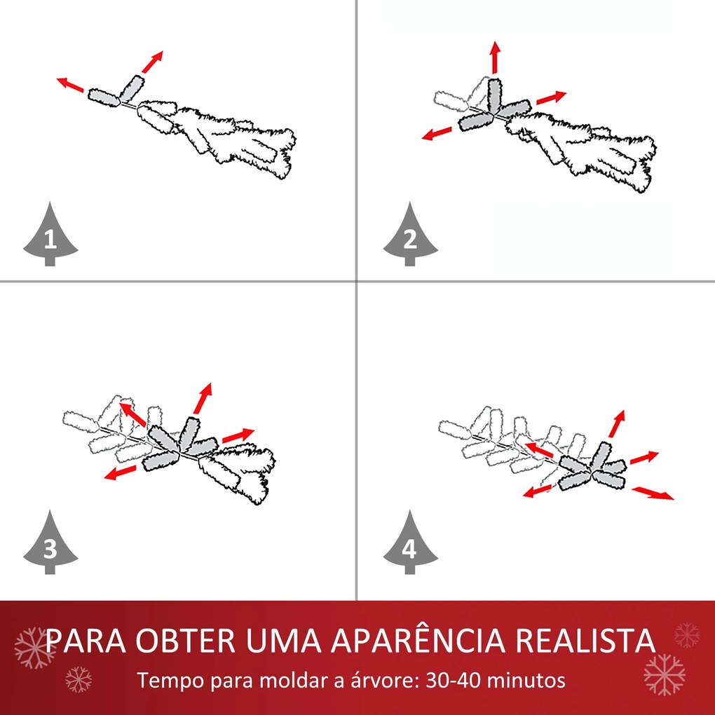 HOMCOM Árvore de Natal 210 cm com 250 Luzes LED Árvore de Natal Nevada