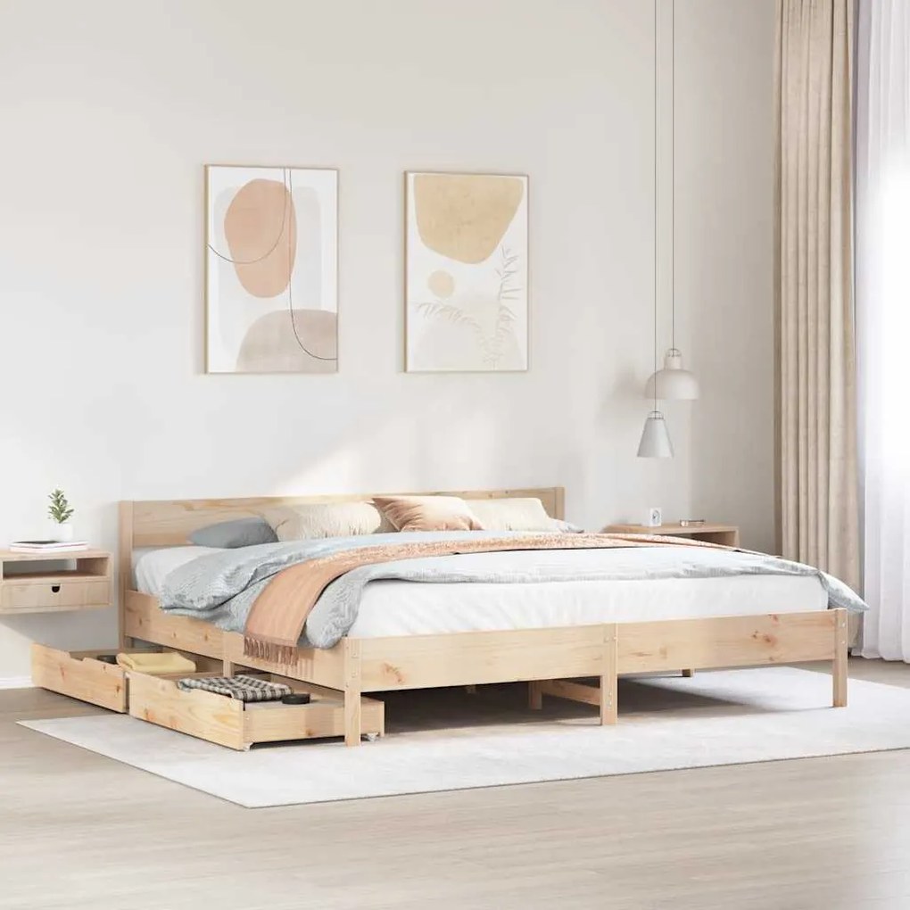vidaXL Cama sem colchão 160x200 cm madeira de pinho maciça