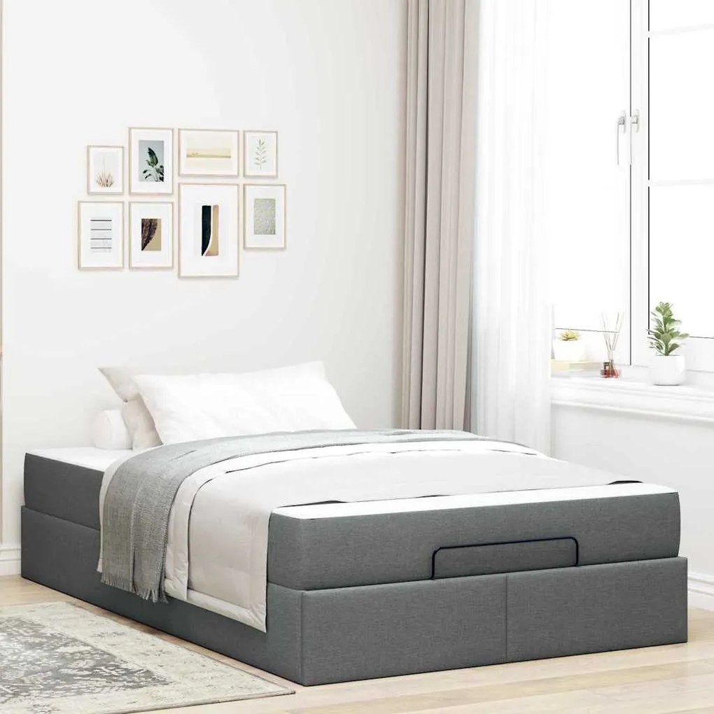 vidaXL Estrutura da Cama Cinzento escuro 120 x 200 cm tecido