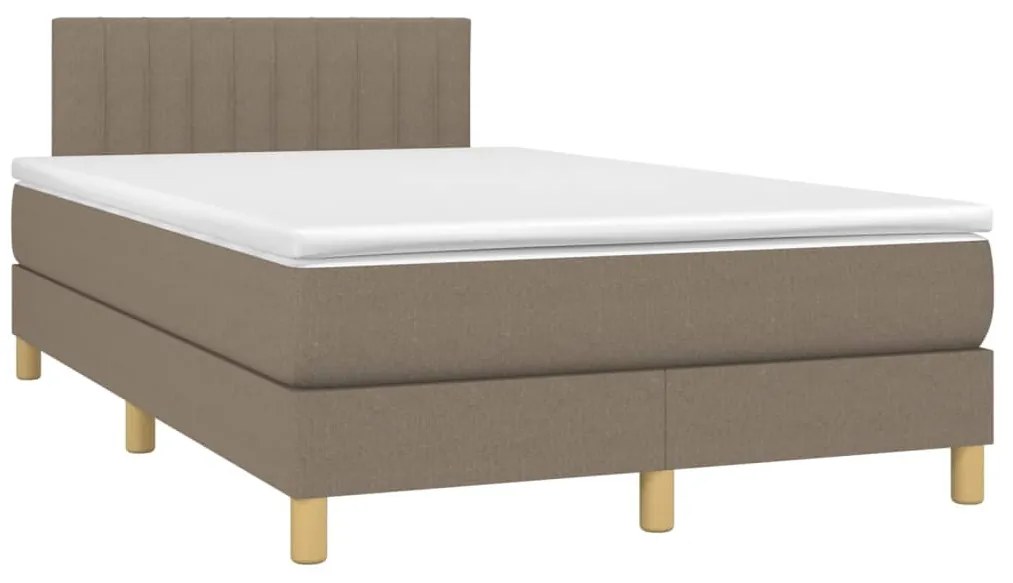 Cama box spring colchão/LED 120x200cm tecido cinza-acastanhado