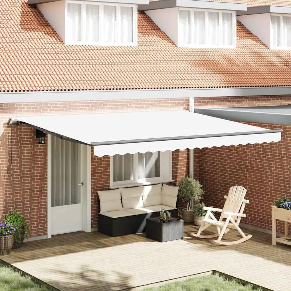 vidaXL Toldo Retrátil Manual Branco 450x300 cm