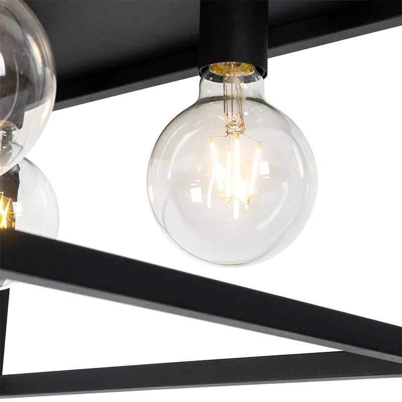 Candeeiro de teto industrial preto 40 cm 4 luzes - Cage Industrial